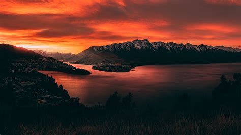 3840x2160 New Zealand Orange Mountain Sunset 4k Wallpaper