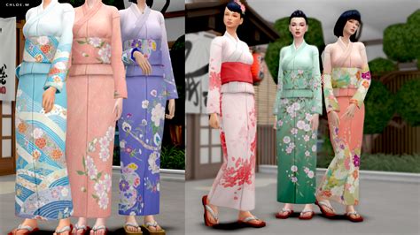 Chloem Ea Kimono Recolor Sims 4 Dresses Tumblr Sims 4 Sims 4 Anime