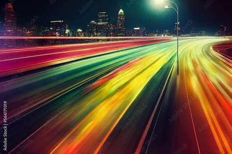 Bright Motion Timelapse Of The Night Rush Drive In A Big City Speedy