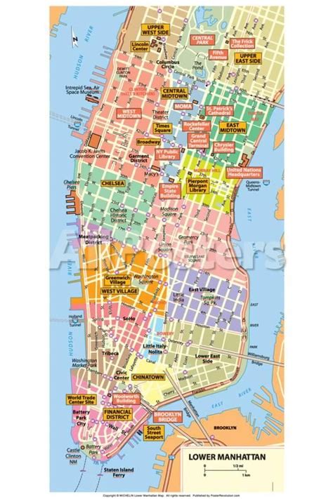 Michelin Official Lower Manhattan Nyc Map Poster Print Allposters