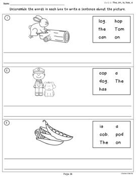 Cvc words consist of a consonant followed by a vowel and then another consonant sound. CVC Unscramble Sentences Worksheets by Teacher's Take-Out | TpT