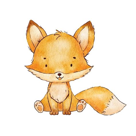 Premium Vector Cute Baby Fox Watercolor Childish Illustration