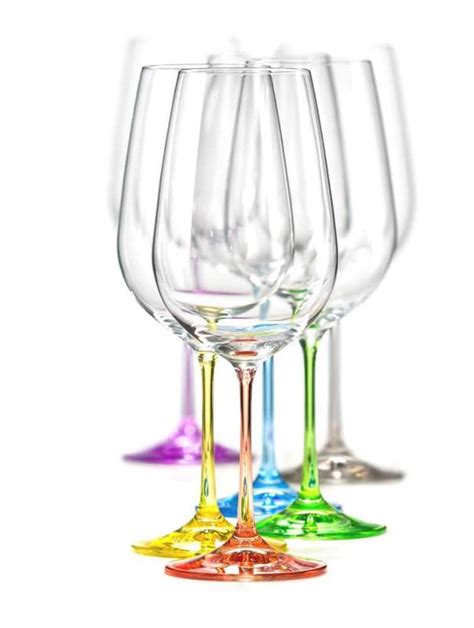 bohemia crystal wine glasses multi colored rainbow goblets set of 6 each stem different color