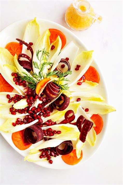 Endive Pomegranate Salad With Persimmon Chèvre Vinaigrette ⋆