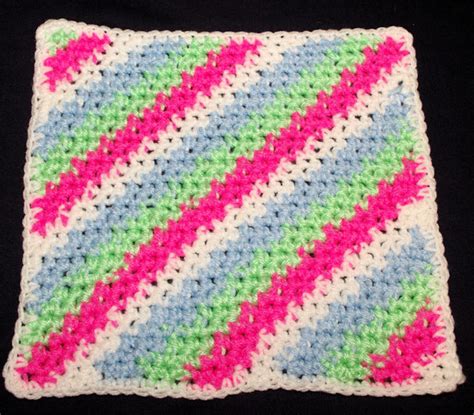 Row Count Diagonal Stripes Afghan Square Crochet Pattern