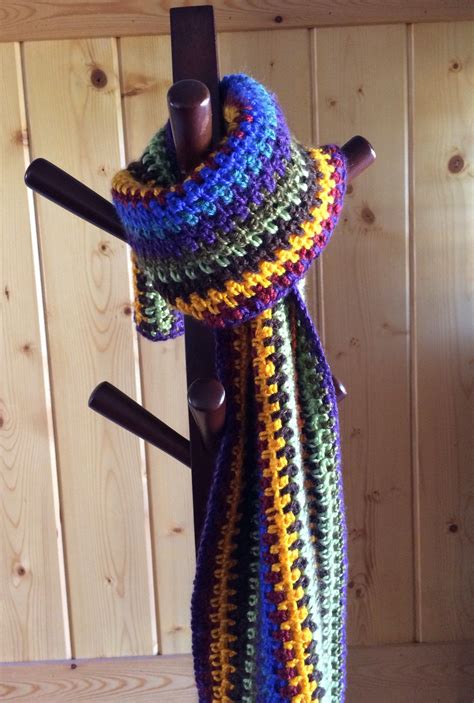 Rainbow Crocheted Scarf Scarf For Women Or Men Crochet