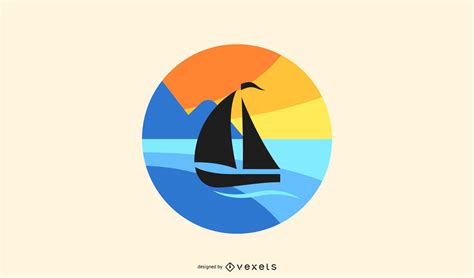 Sunset Sailboat Logo Design Vector Download