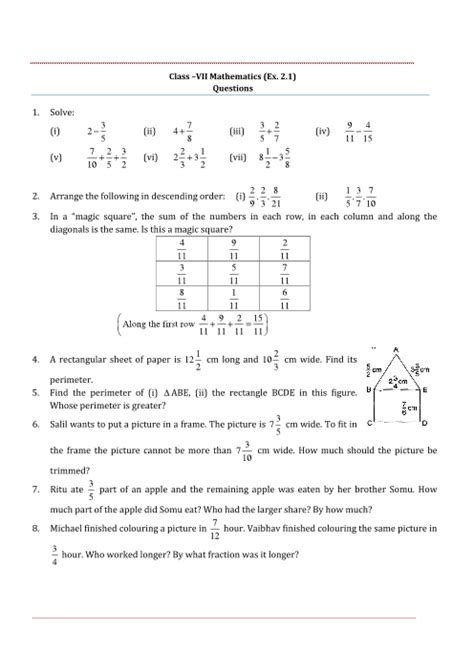 Ncert Solutions For Class 7 Maths Chapter 2 Fractions And Decimals Ex