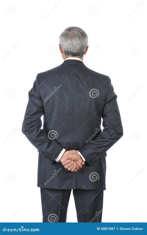 Standing Middle Aged Businessman Hands Behind Back Stock Image Image
