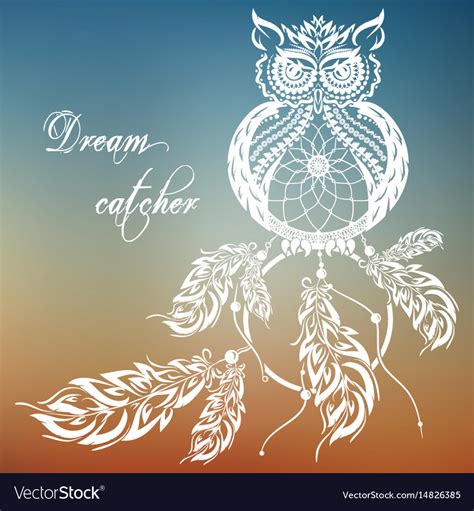 Dream Catcher Owl Sunset Background Royalty Free Vector