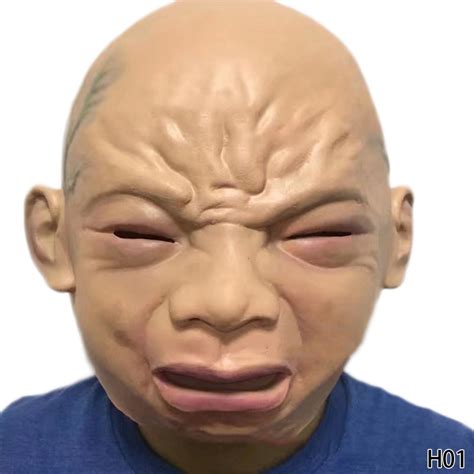 2017 Funy Cry Smile Baby Full Head Face Latex Mask Scary