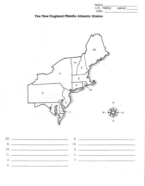 Blank Map Of Northeast States Printable