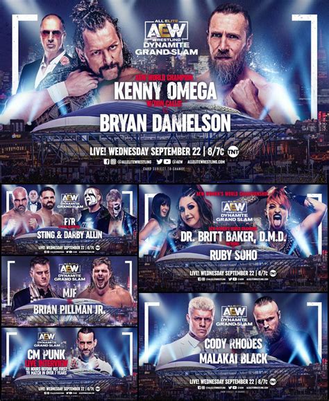Card For Tonights Aew Dynamite Grand Slam Rsquaredcircle