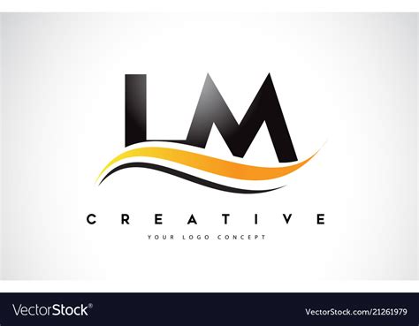 Lm L M Swoosh Letter Logo Design With Modern Vector Image