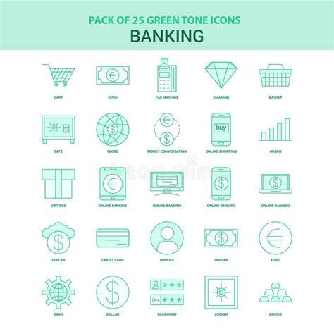 25 Green Banking Icon Set Stock Vector Illustration Of Password
