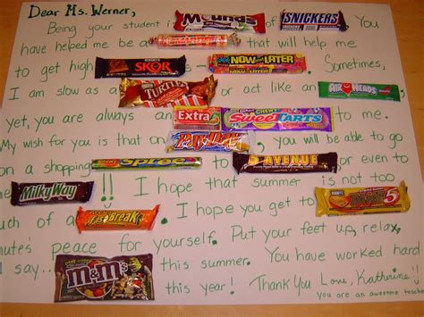 Teacher T Of Chocolat Card Teacher Appreciation Ts Candy