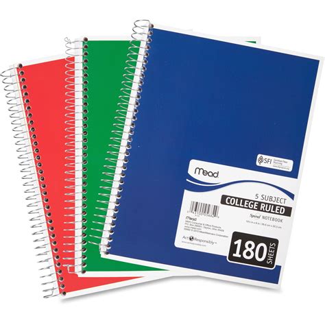 Mead 5 Subject Spiral Notebook 1 Each Quantity