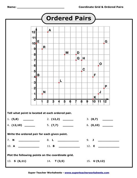 7 Coordinates Grid Worksheet 6 Grade