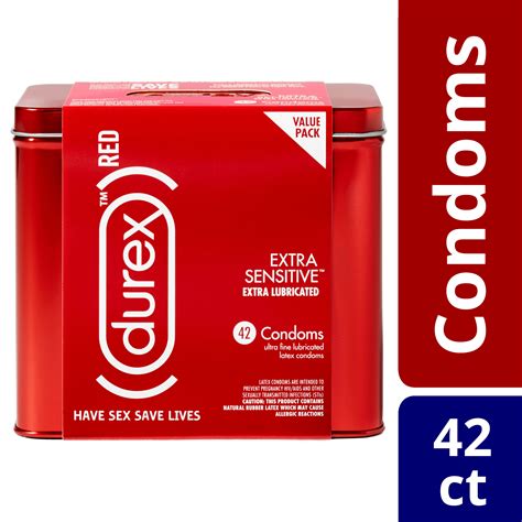 Durex Red Condom Extra Sensitive Condoms Ultra Fine Extra Lubricated Natural Latex