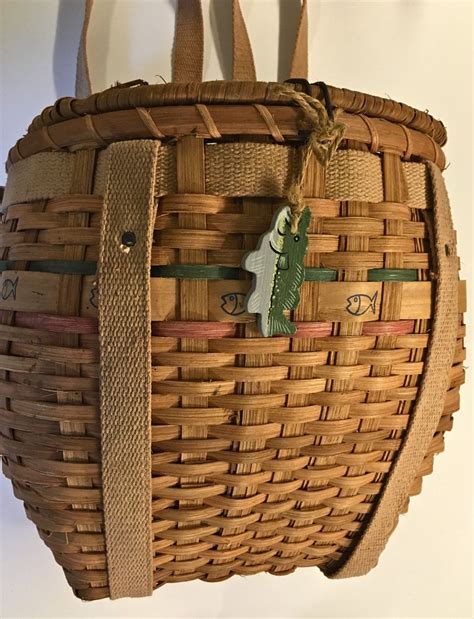 Wicker creel this is a modern basket comes with adjustable shoulder strap Vintage Woven Wicker Willow Rattan Fishing Basket Fishing ...