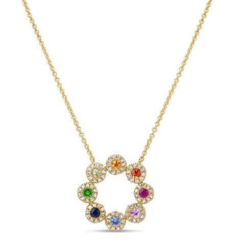 Dilamani Jewelry Rainbow Sapphire Diamond Pendant Necklace