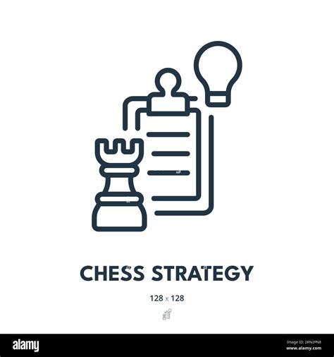 Chess Strategy Icon Checkmate Game Tactics Editable Stroke Simple