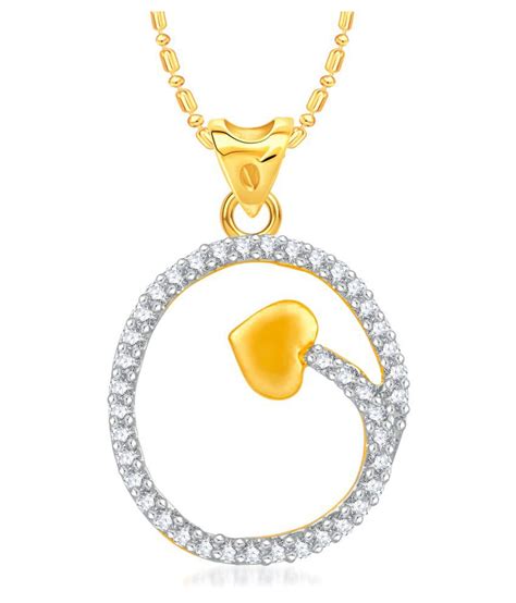 Vk Jewels Gold Plated Heart Connection Alloy Cz American Diamond Pendant For Girls Women