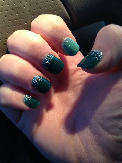 Green Nail Polish With Glitter Ombré Effect Green Nail Polish Green