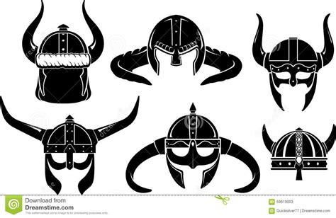 Viking Helmet Norse Warrior Set Stock Vector Image 59619003 Viking