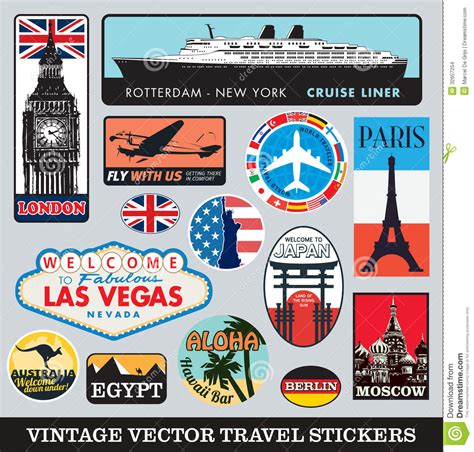 Suitcase Stickers Vector Set Stock Images Image 32657254