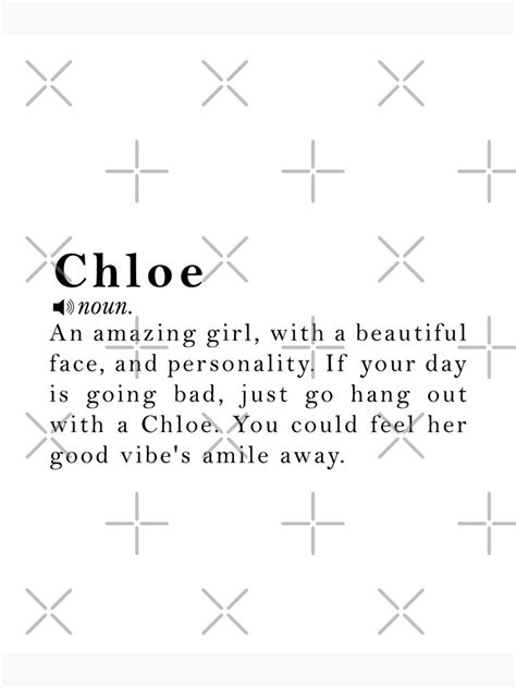 Chloe Name Definition Meaning Poster By Peachyline Redbubble