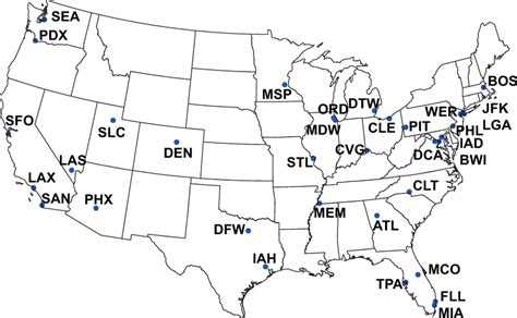The Busiest 34 Airports In The United States Of America The Map Was