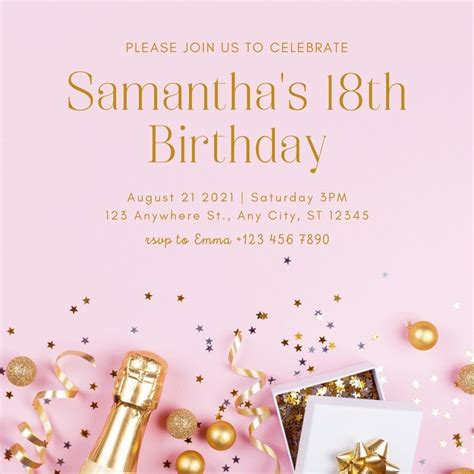 Free Printable Th Birthday Invitation Templates Canva