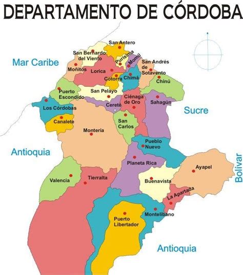 Mapa De Córdoba Obtenido De La Página De La Gobernación De Córdoba En