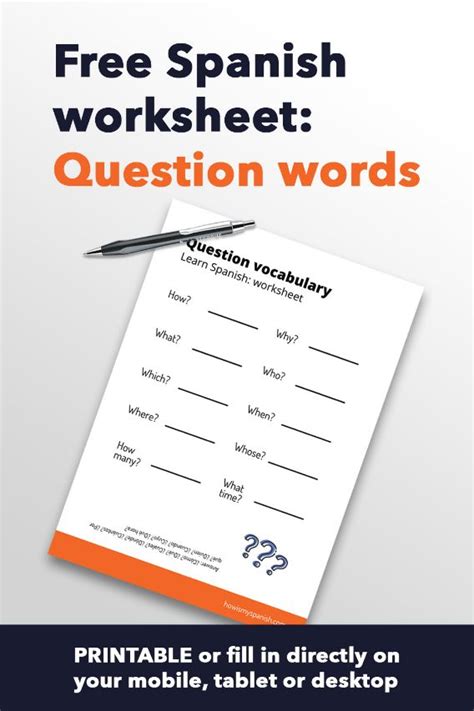 Free Spanish Worksheet Question Words Free Printable And Pdf