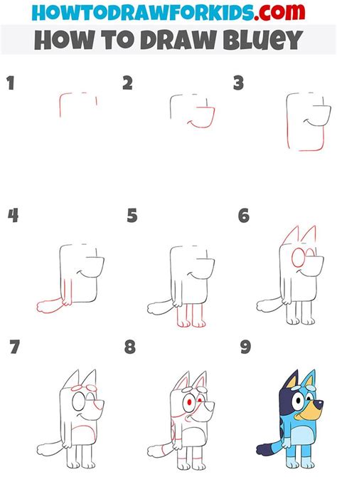 How To Draw Bluey Step By Step Drawing For Kids Easy Drawings For