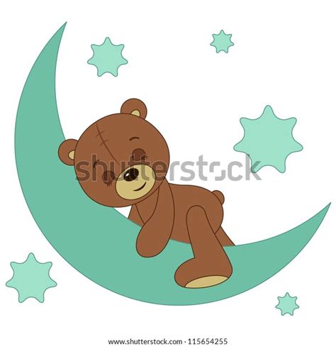 Teddy Bear Sleeping On Moon Stock Vector Royalty Free 115654255