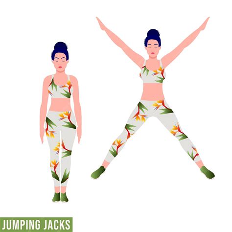 Premium Vector Jumping Jacks Exercise Woman Workout Fitness Aerobic