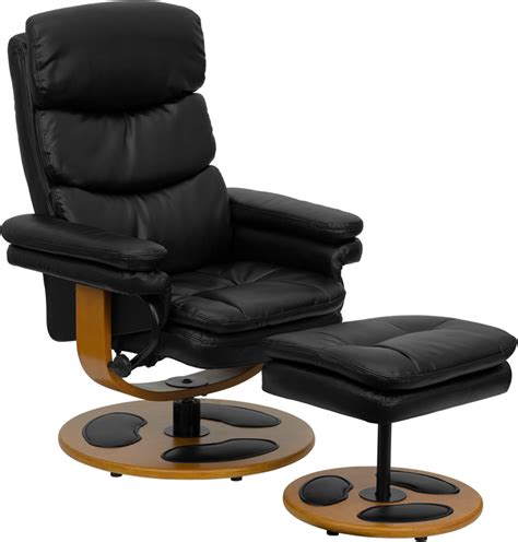 Shop our black leather chair ottoman selection from top sellers and makers around the world. Contemporary Black Leather Recliner And Ottoman With Wood Base
