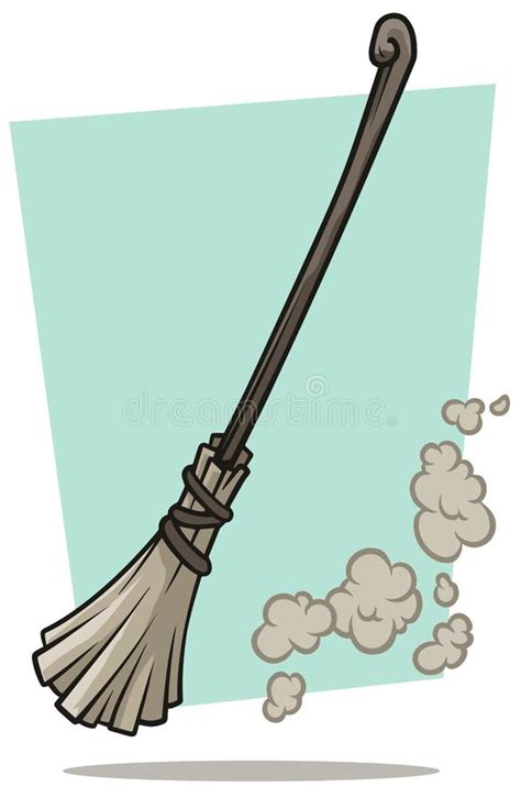 Cartoon Broom Cleaner And Dust Vector Icon Stock Vector Illustration