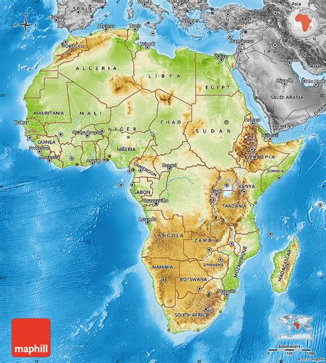 Physical Map Of Africa Desaturated Land Only