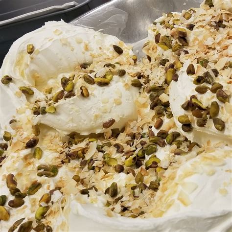 Toasted Coconut And Roasted Pistachios With Sweet Cream Ice Cream A