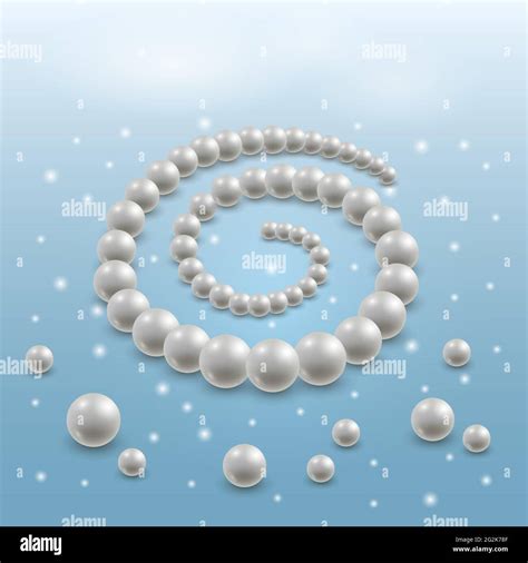 Pearl Necklace Elegant Jewel Illustration 3d Realistic Pearls On Blue