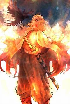 Flames Of Justice Scorch The Night Follow The Trailblazing Path Of Kyojuro Rengoku The Hashira Of Righteous Fury
