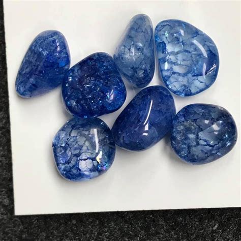 Blue Crackled Quartz Tumbled Gemstone Crystal Healing Etsy Tumbled