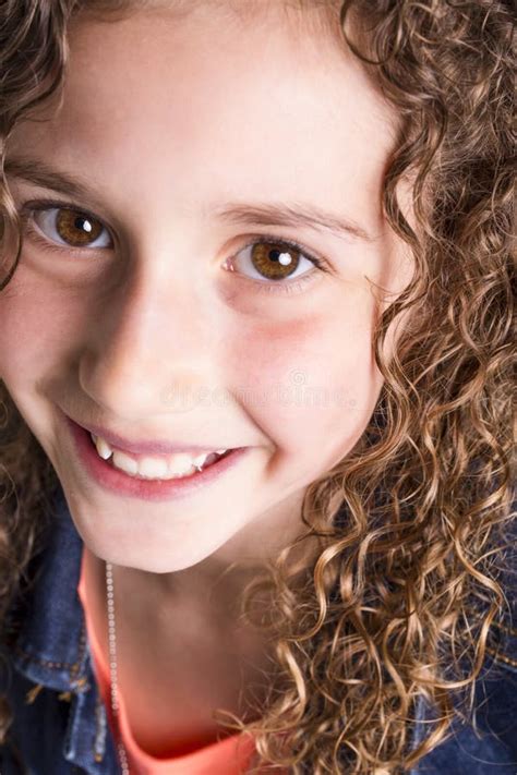 Portrait Of Happy Smiling Confident Years Old Girl With Curly Hair