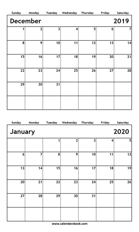 2020 Blank Calendar 2 Month Template Example Calendar Printable
