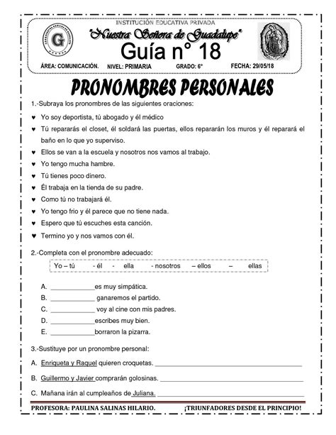 Pronombres Personales Pronombre Personal Pronombres Personales