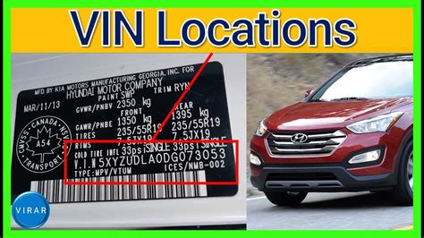 Vin Locations Hyundai Santa Fe 2013 2018 Youtube