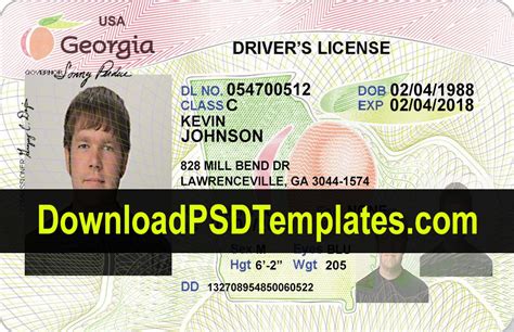 Download Georgia Driver License Template Psd Vector Hd Regarding